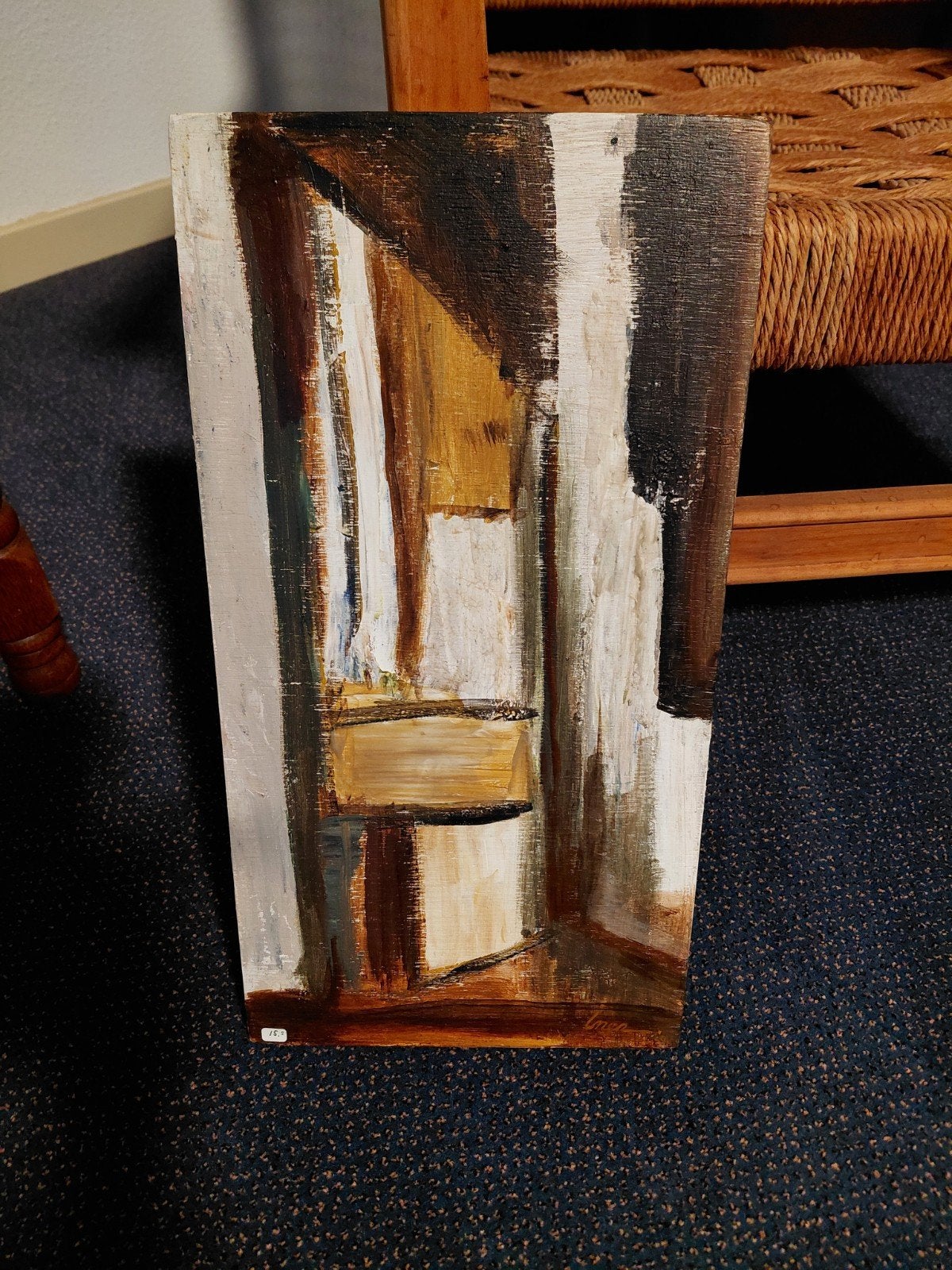 Abstract schilderij in bruin- en wittinten, Ophalen of Verzenden