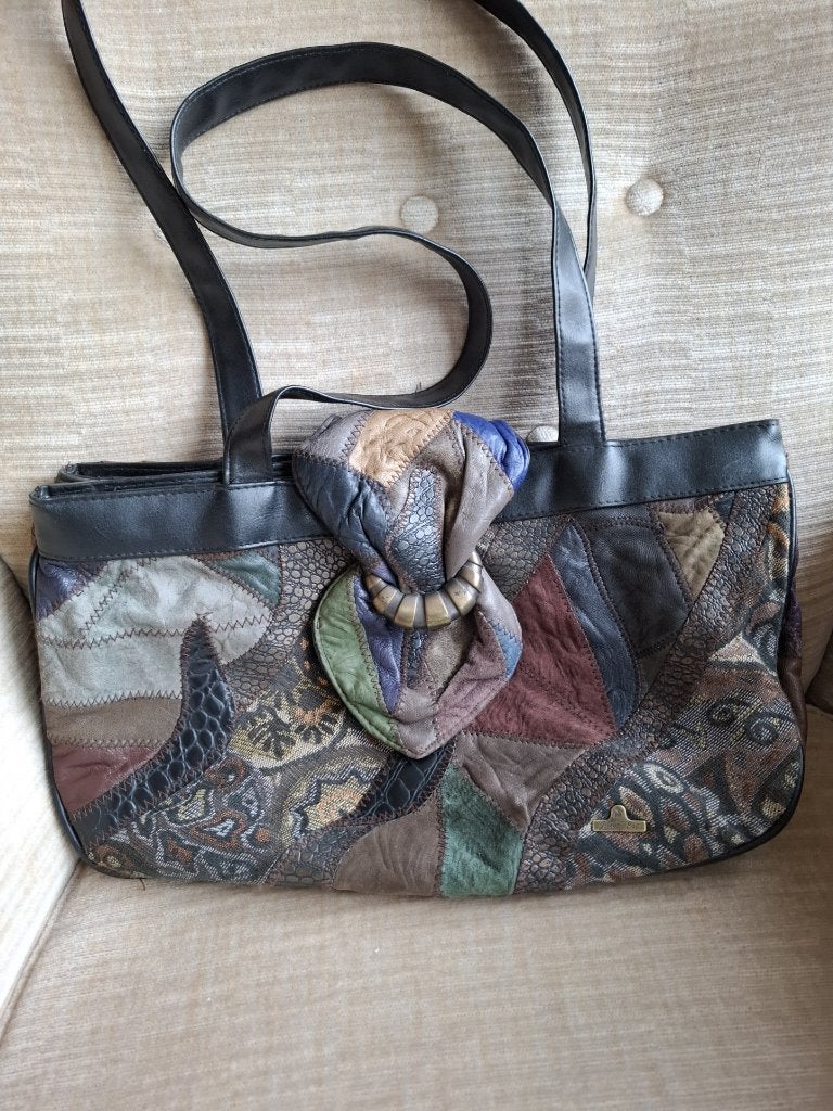 Jolly Bag Vintage Patchwork Leren Schoudertas - Uniek Design, Sieraden, Tassen en Uiterlijk, Ophalen of Verzenden, Zo goed als nieuw