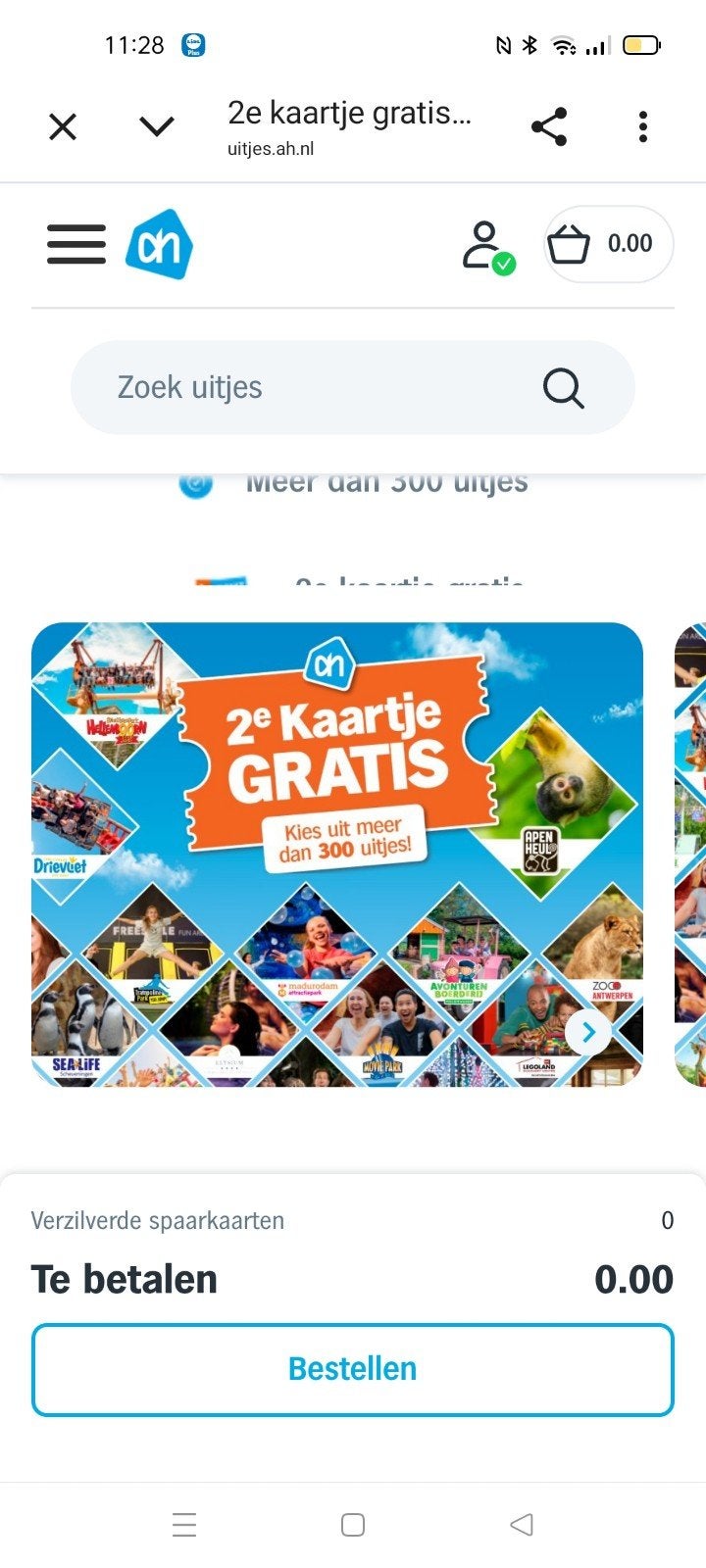spaar zegels Albert Heijn, Tickets en Kaartjes, Eén persoon, Kortingskaart