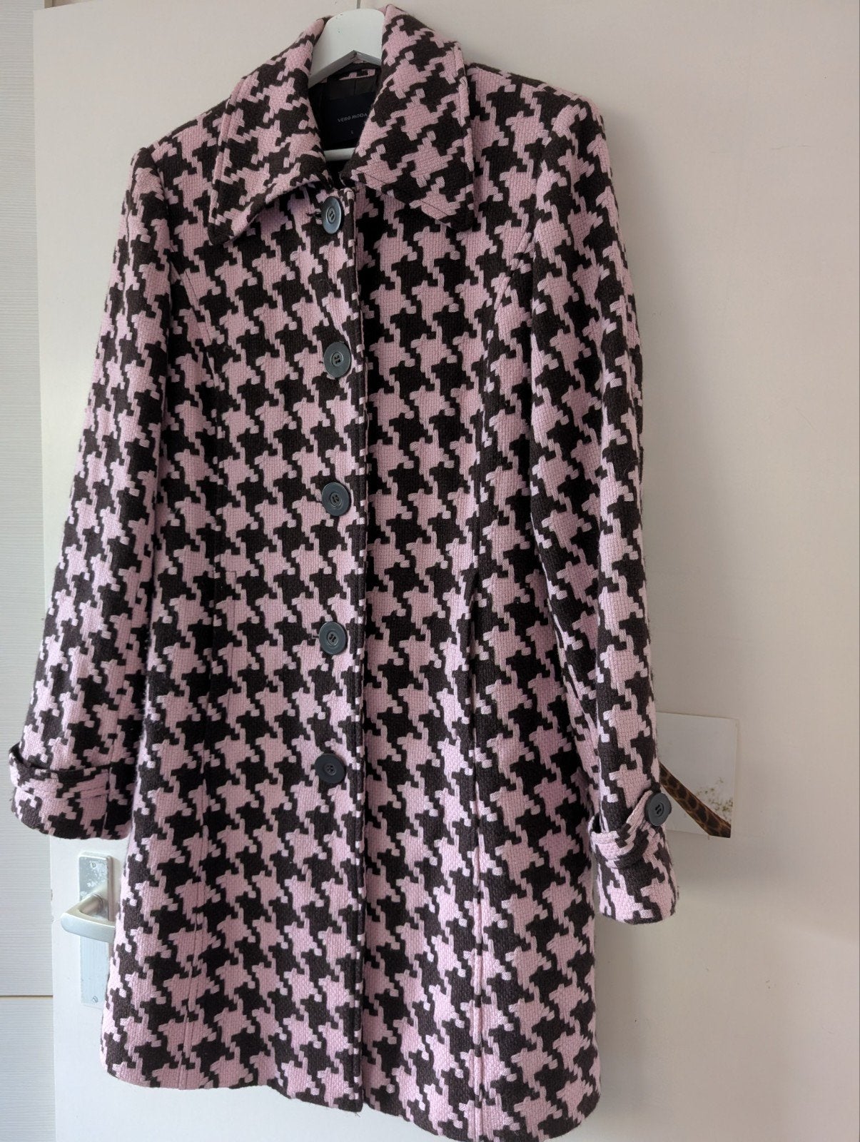 Vero Moda Nille Jacket Roze/Bruin Houndstooth Maat L, Vero Moda, Maat 42/44 (L), Ophalen of Verzenden, Zo goed als nieuw