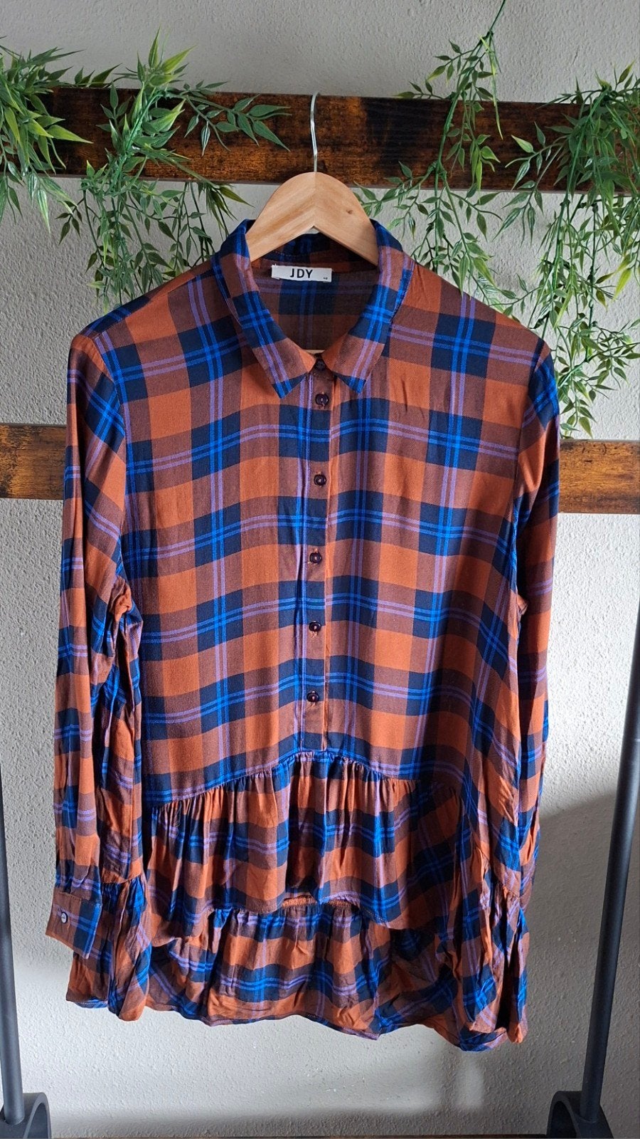 JDY Blouse bruin blauw L, Meerkleurig, Maat 42/44 (L), Nieuw, Ophalen of Verzenden