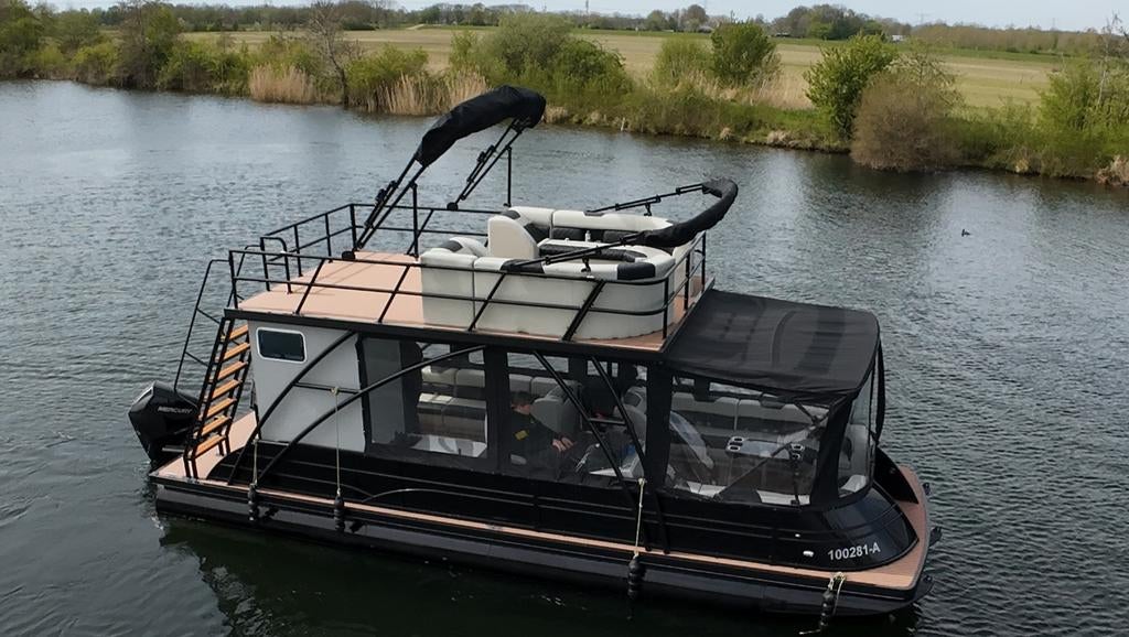 Aluminium-pontonboot — perfect voor gezinnen, vrienden, Ophalen of Verzenden, Zo goed als nieuw