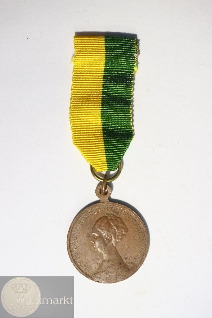 NL - Draagteken 1923 - 25-Jarig Regeringsjubileum Wilhelmina, Ophalen of Verzenden, Brons, Nederland