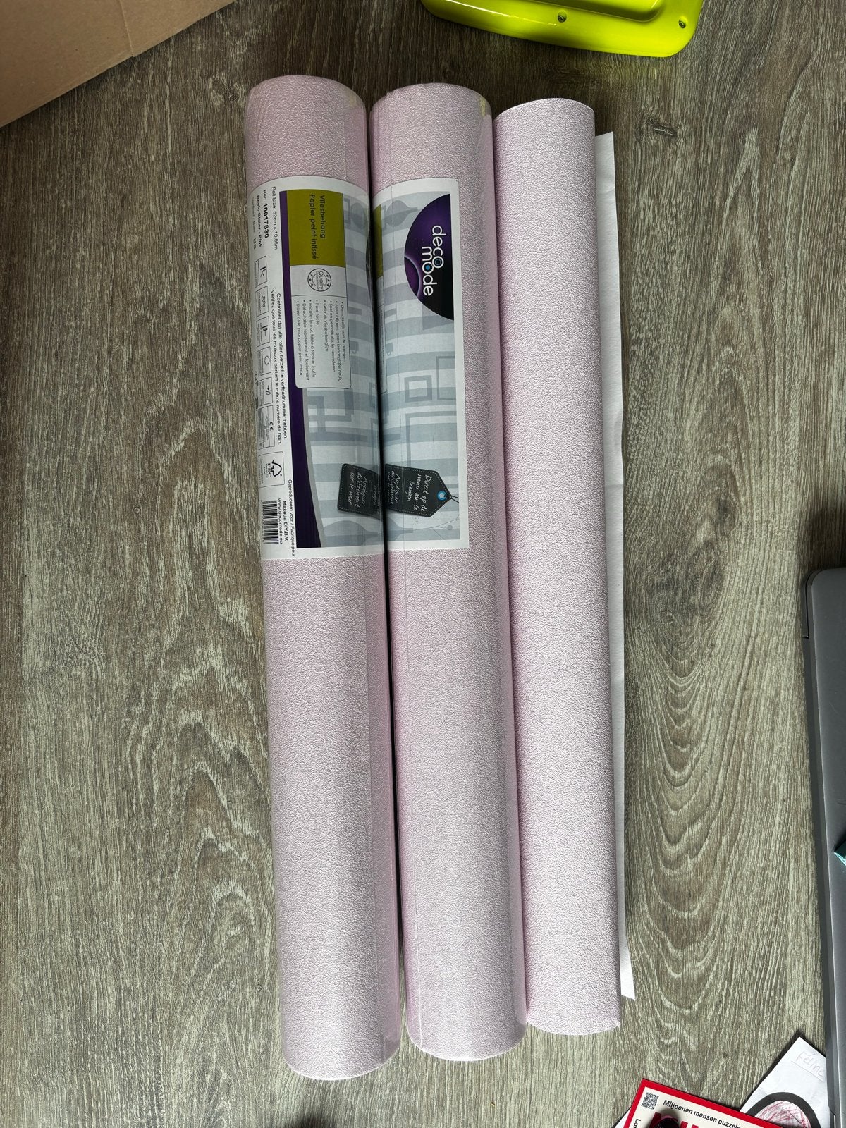 2,5 rol roze glitter behang decomode, Ophalen, Overige typen, Overige merken, Structuur