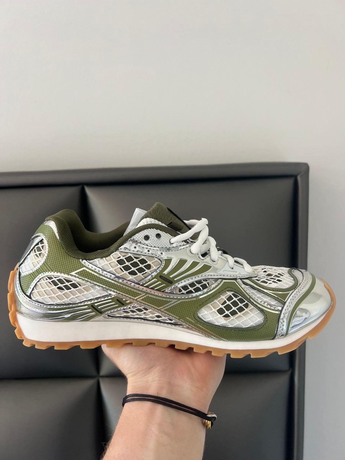 Bottega Veneta Orbit Sneakers Groen/Zilver, Ophalen of Verzenden, Nieuw, Overige kleuren, Sneakers of Gympen