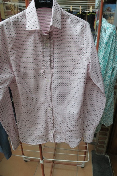 Blouse nieuw roze print blokjes ruches Butch mt 36, Butch, Nieuw, Ophalen of Verzenden, Roze