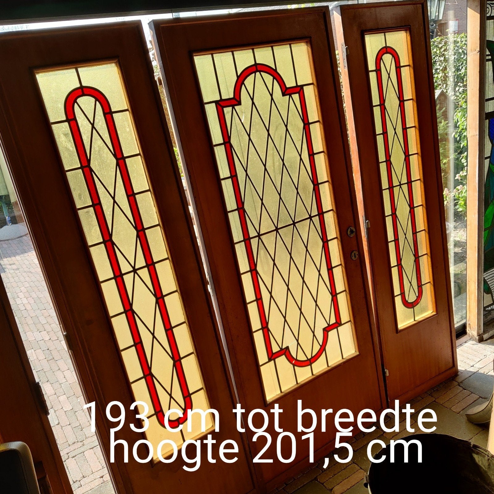 Glas in lood deuren antiek, Ophalen, Gebruikt, Binnendeur, Glas