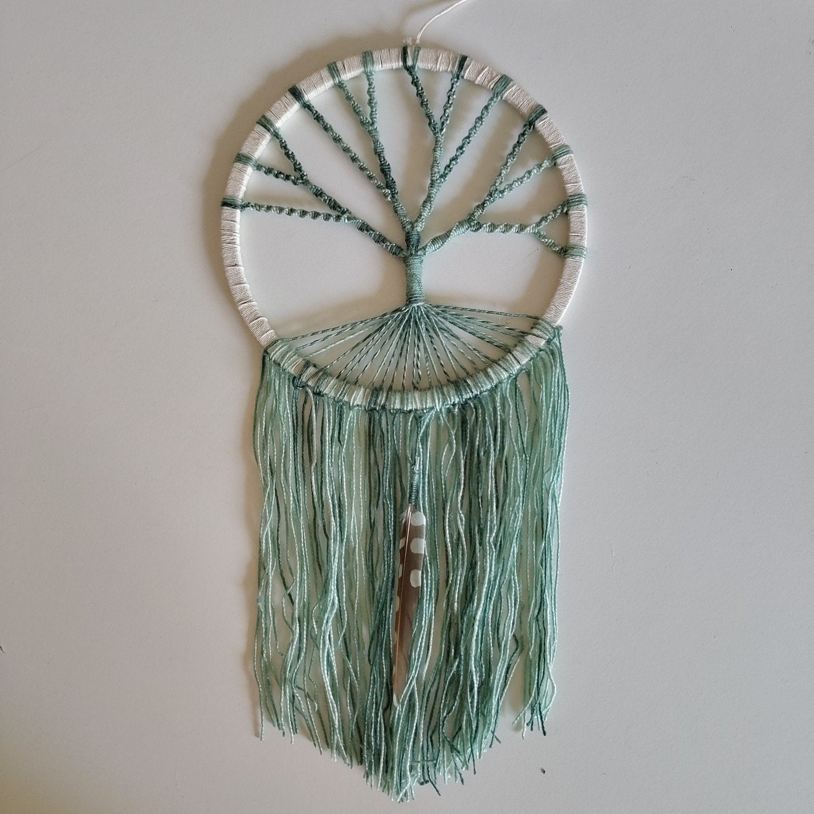 Levensboom van macrame., Groen, Boho, 16 cm, Decoratieobject