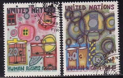 2424 - VN New York Michel 438/439 gestempeld , 35e gedenkdag, Verzenden, Gestempeld, Noord-Amerika
