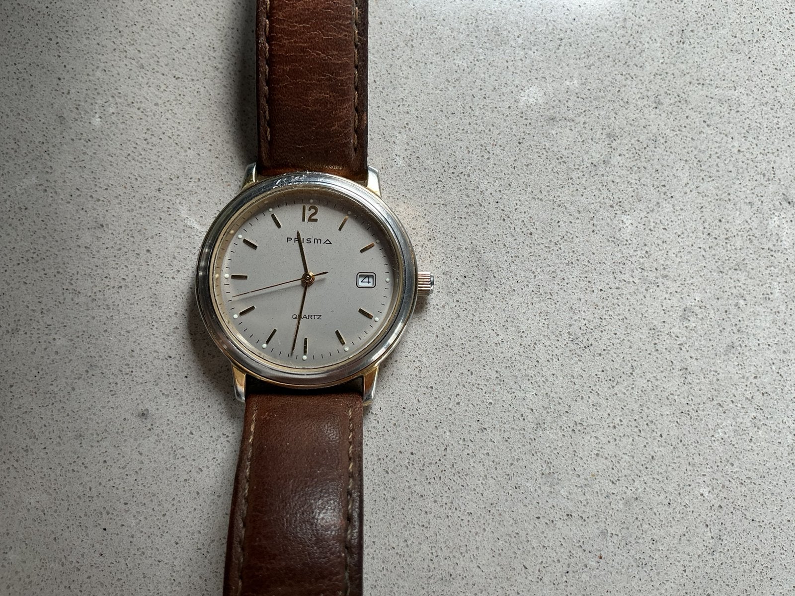 Herenhorloge Prisma Quartz, Sieraden, Tassen en Uiterlijk, Horloges | Heren, Ophalen of Verzenden, Gebruikt, Leer, Overige merken
