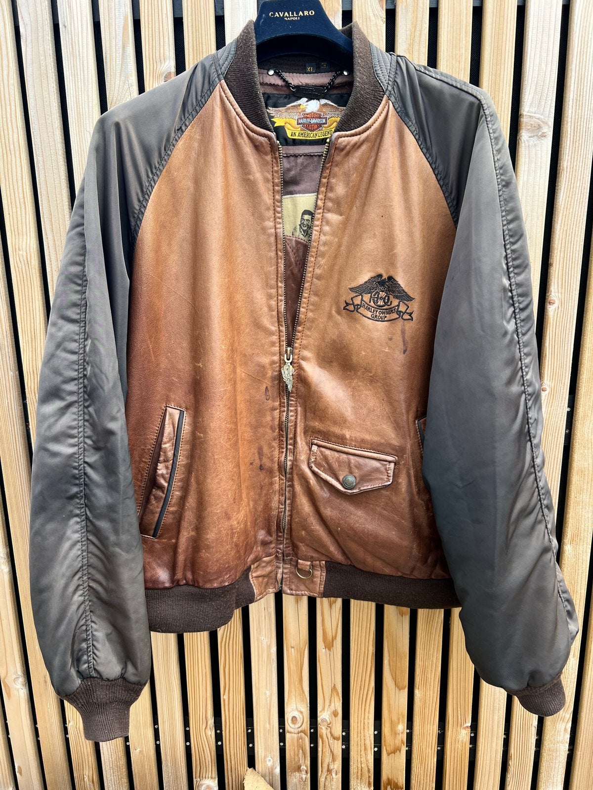 Harley-Davidson Leren Jas XL – Vintage Bomberjack, Motoren, Ophalen of Verzenden, Tweedehands, Heren, Jas | leer