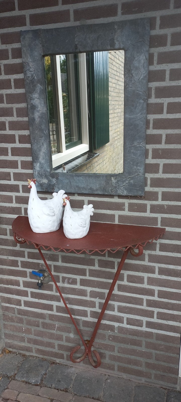 Spiegel met lood en metalen console, Ophalen, Rechthoekig