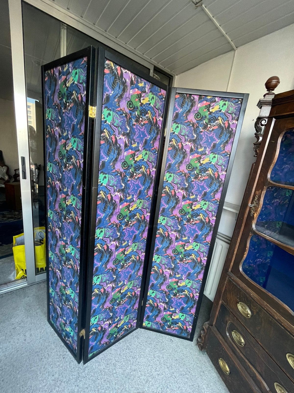 Vintage Kamerscherm / Roomdivider Retro Psychedelische Print, Huis en Inrichting, Ophalen, Gebruikt