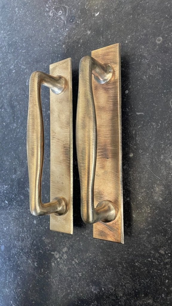 Set Deurgrepen Antiek Jaren 20, 30 MESSING / KOPER deurgreep, Antiek en Kunst, Ophalen of Verzenden