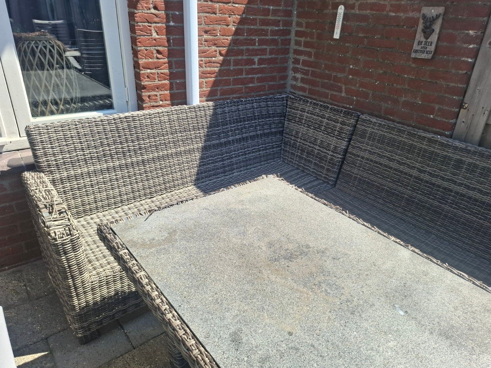 Wicker loungeset met tafel, Ophalen, 4 zitplaatsen, Gebruikt, Loungeset