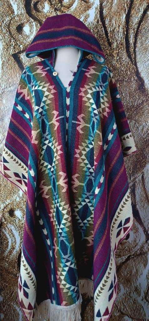 💖Prachtig alpaca Inka poncho met grote capuchon Uni, Ophalen of Verzenden, Nieuw, Overige kleuren