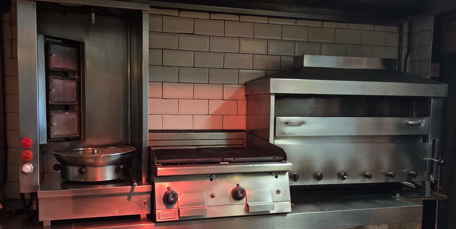 Horeca grill apparatuur, donergrill-houtskool lava- pitaoven, Ophalen