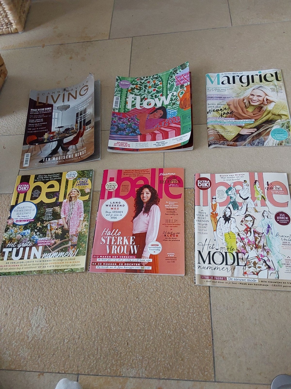 Diverse tijdschriften: Flow, Margriet, Libelle, Living, Ophalen, Gelezen, Damesbladen