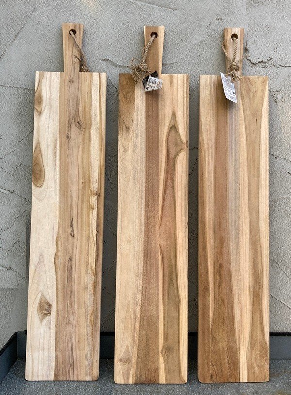 BORRELPLANK SERVEERPLANK SNIJPLANK 1 meter TEAKHOUT NIEUW, -, Hout, -, Snij-/serveerplank