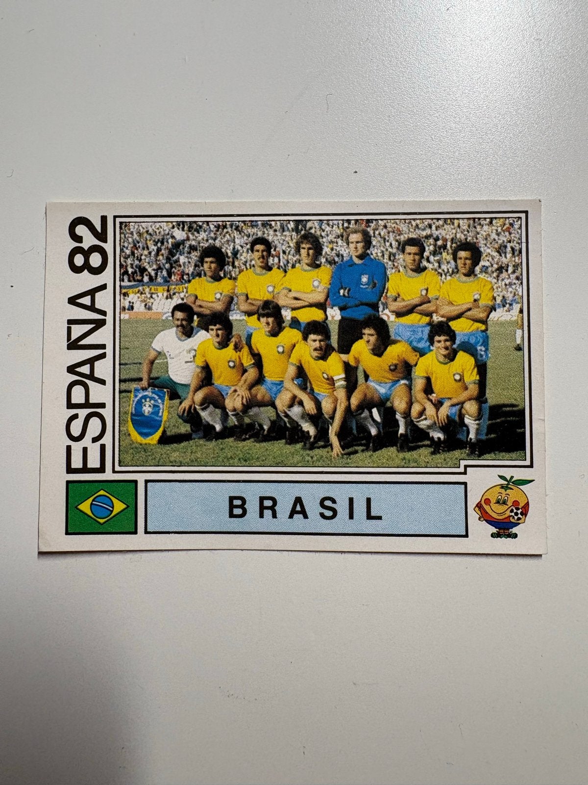 Panini España 82 Brazilië team plaatje, Ophalen of Verzenden, Gebruikt, Plaatje