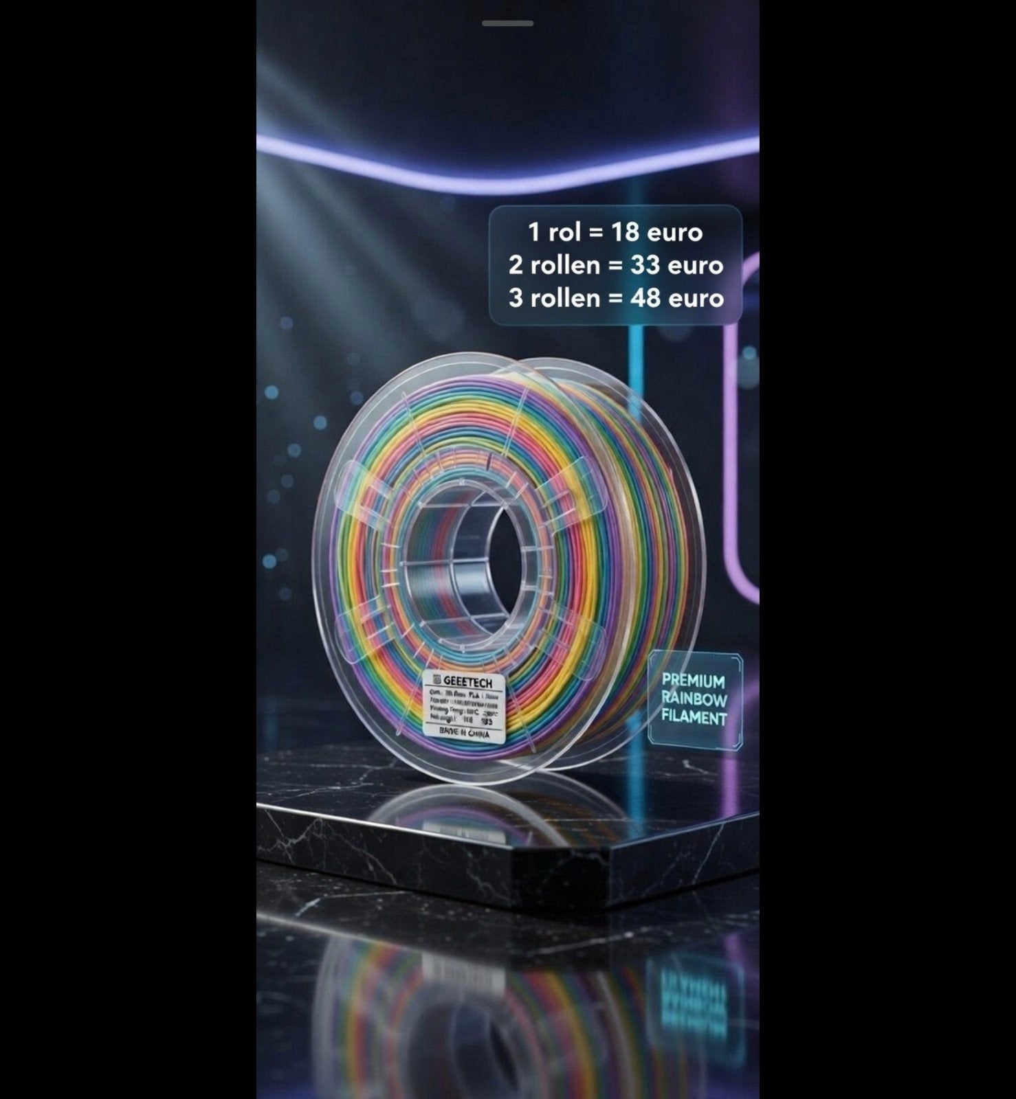🌈 NIEUWE Rainbow Silk PLA Filament – Nog 9 rollen! 🌈, Computers en Software, Ophalen of Verzenden, Nieuw, Filamentrollen