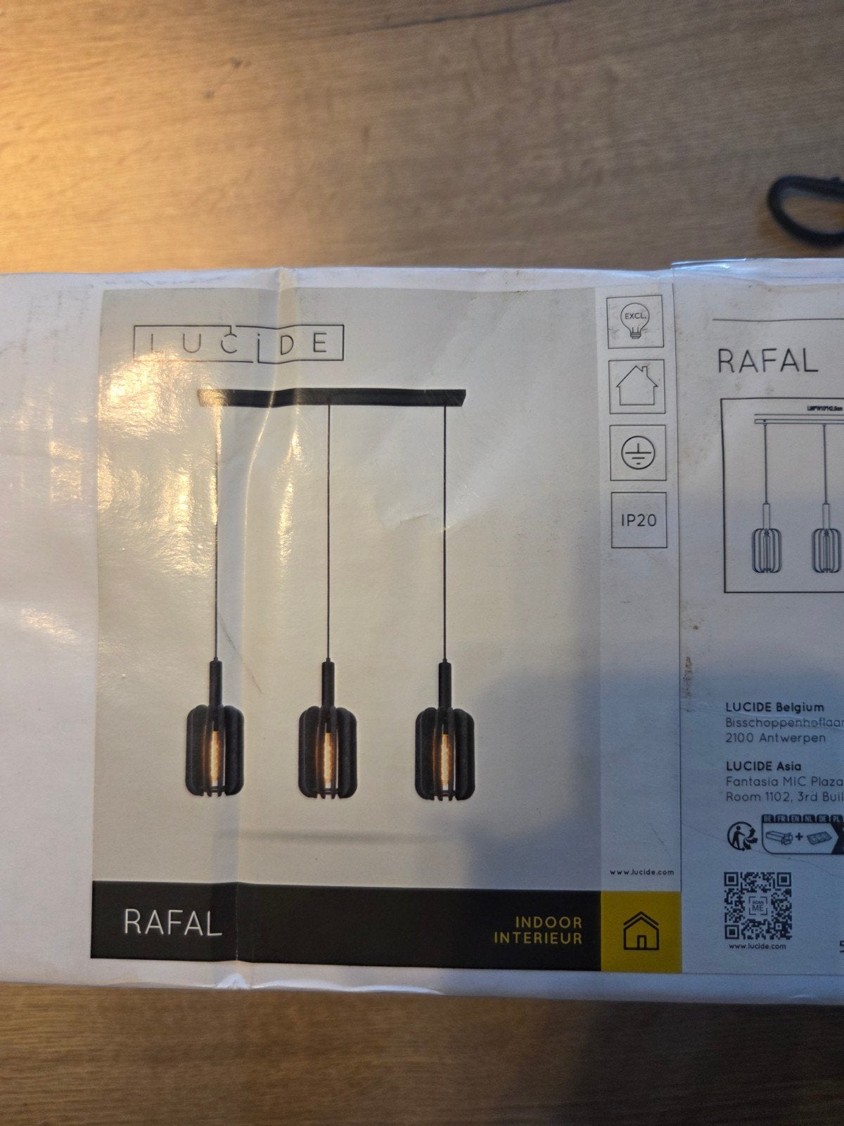 Lucide RAFAL Hanglamp 3-lichts – Grijs – 3x E27 – Nieuw, Ophalen of Verzenden, Nieuw, Modern