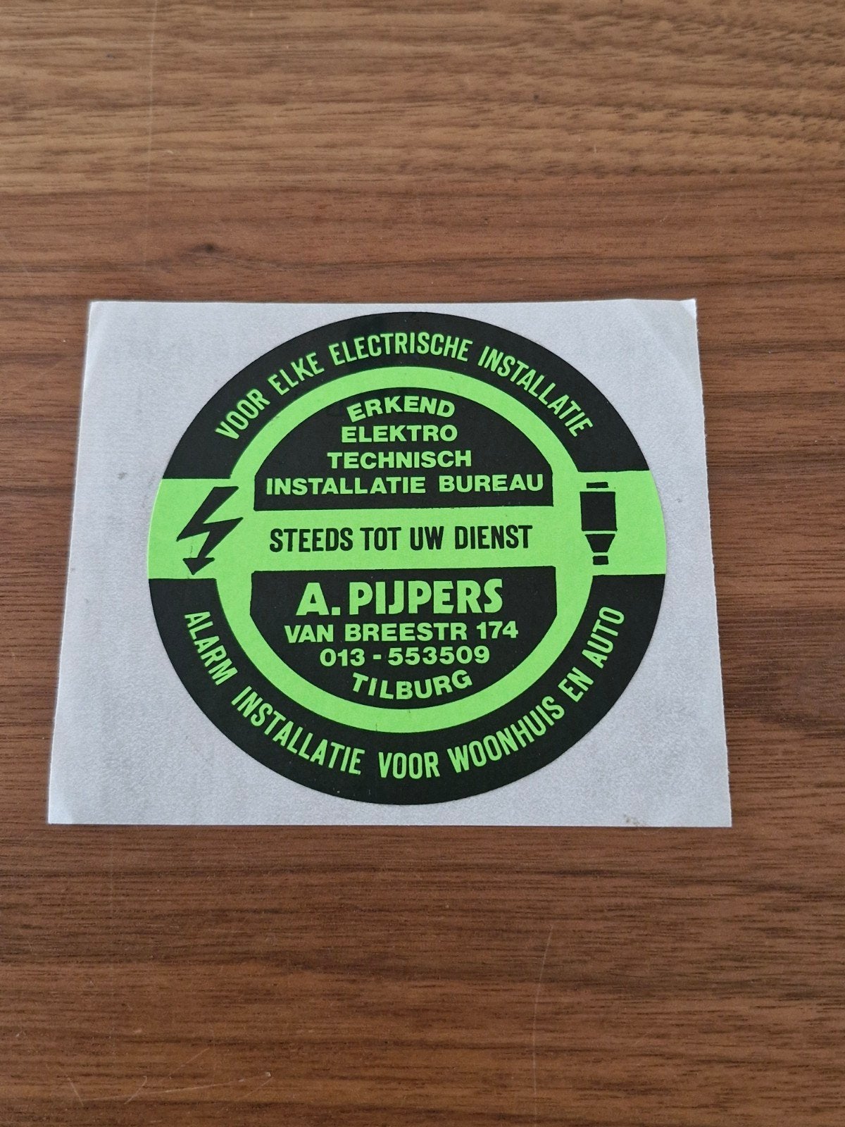 11152 Sticker A. Pijpers Elektro Technisch Installatiebure, Ophalen of Verzenden, Gebruikt, Bedrijf of Vereniging