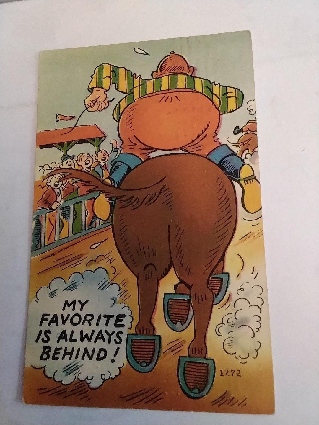 Vintage Ansichtkaart: Grappige Paardenrace - 1953, Ophalen of Verzenden, 1940 tot 1960, Gelopen