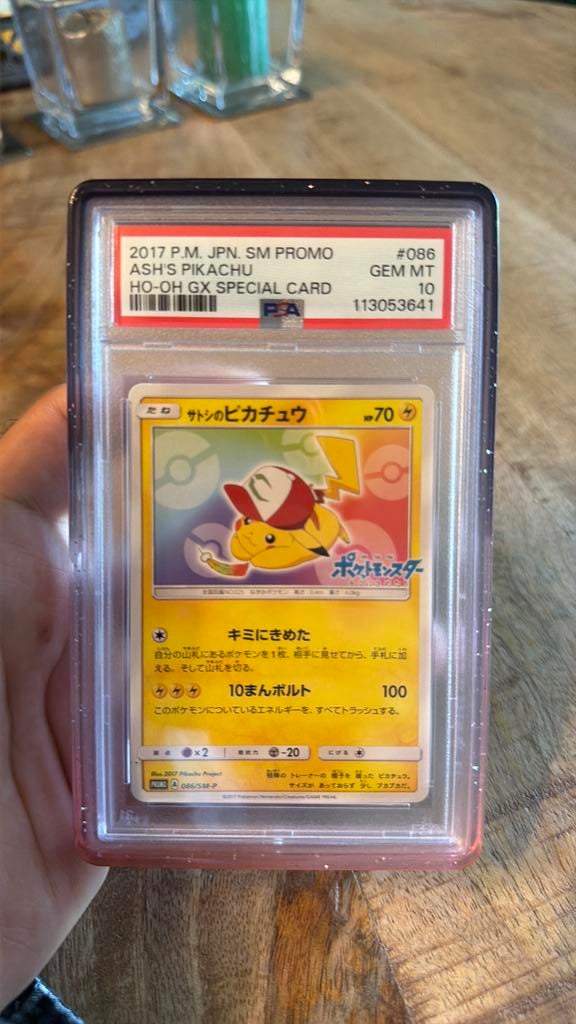 Pokemon Ash's Pikachu Ho-Oh GX Special Card 086 PSA 10, Ophalen of Verzenden, Nieuw, Losse kaart, Foil