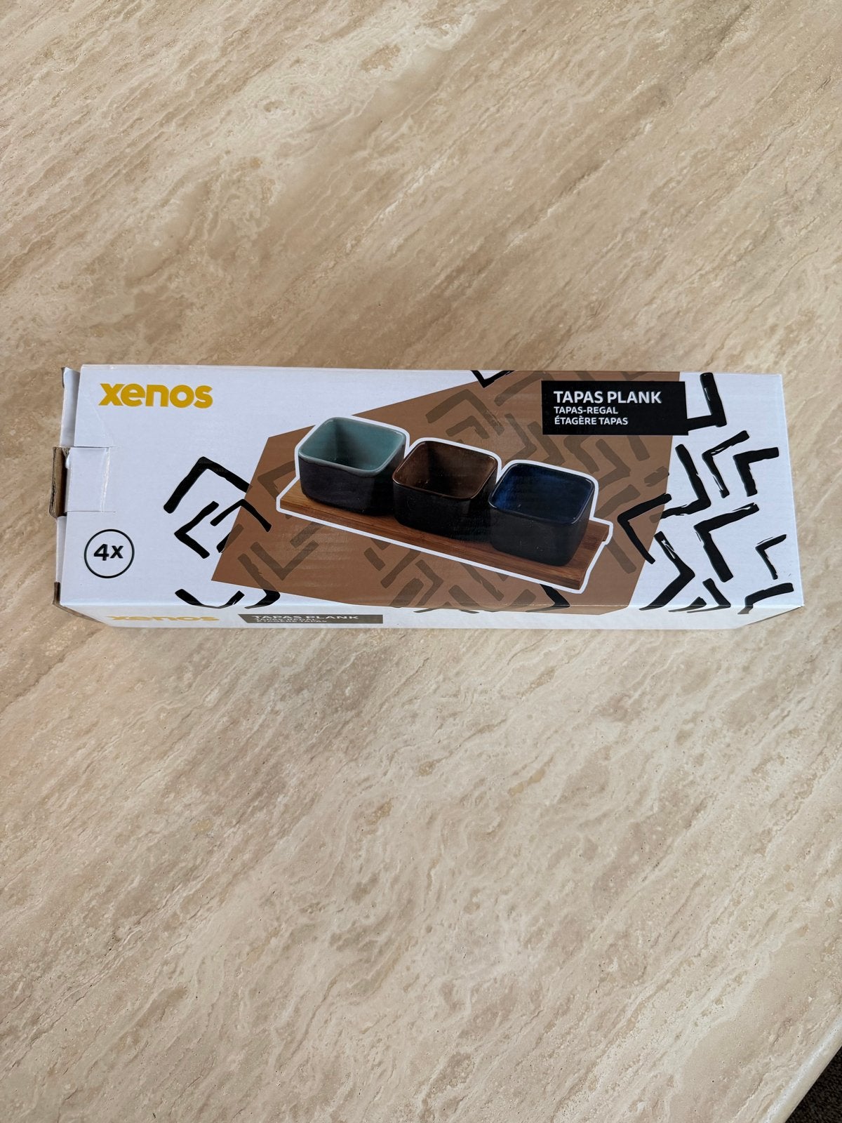 Xenos Tapas Plank met 3 schaaltjes, Hout, Snij-/serveerplank, Nieuw, Ophalen of Verzenden