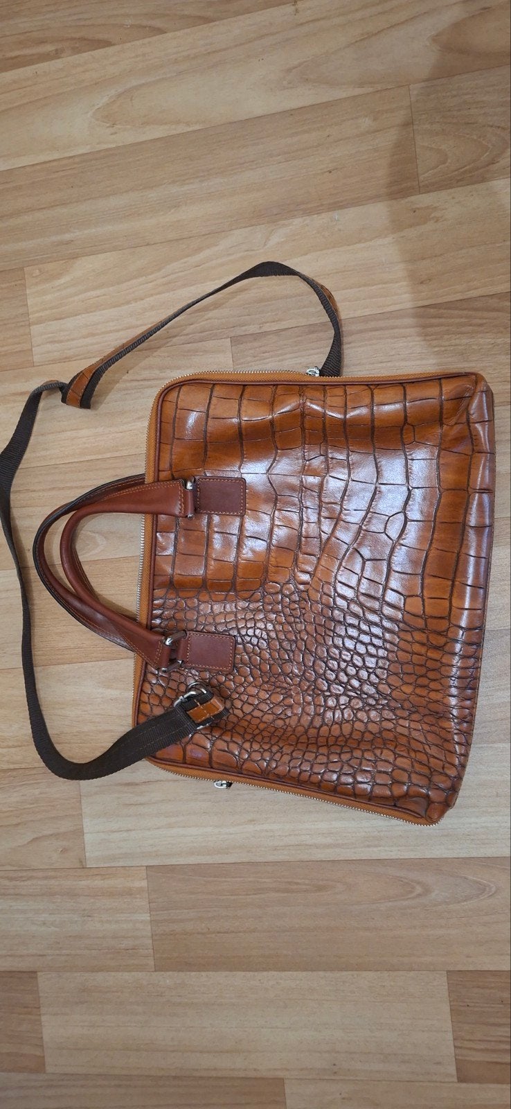 Italiaanse leren laptoptas - Zo goed als nieuw, Sieraden, Tassen en Uiterlijk, Ophalen, Zo goed als nieuw, Bruin, Overige typen