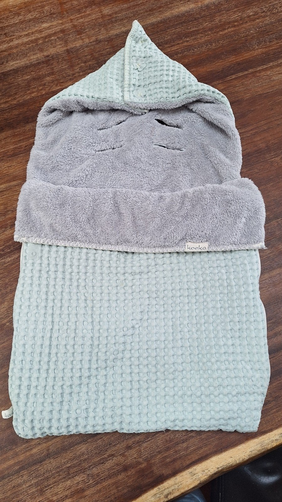 Koeka voetenzak voor in autostoel mintgroen, Kinderen en Baby's, Ophalen of Verzenden, Zo goed als nieuw, 70 tot 85 cm, Overige typen