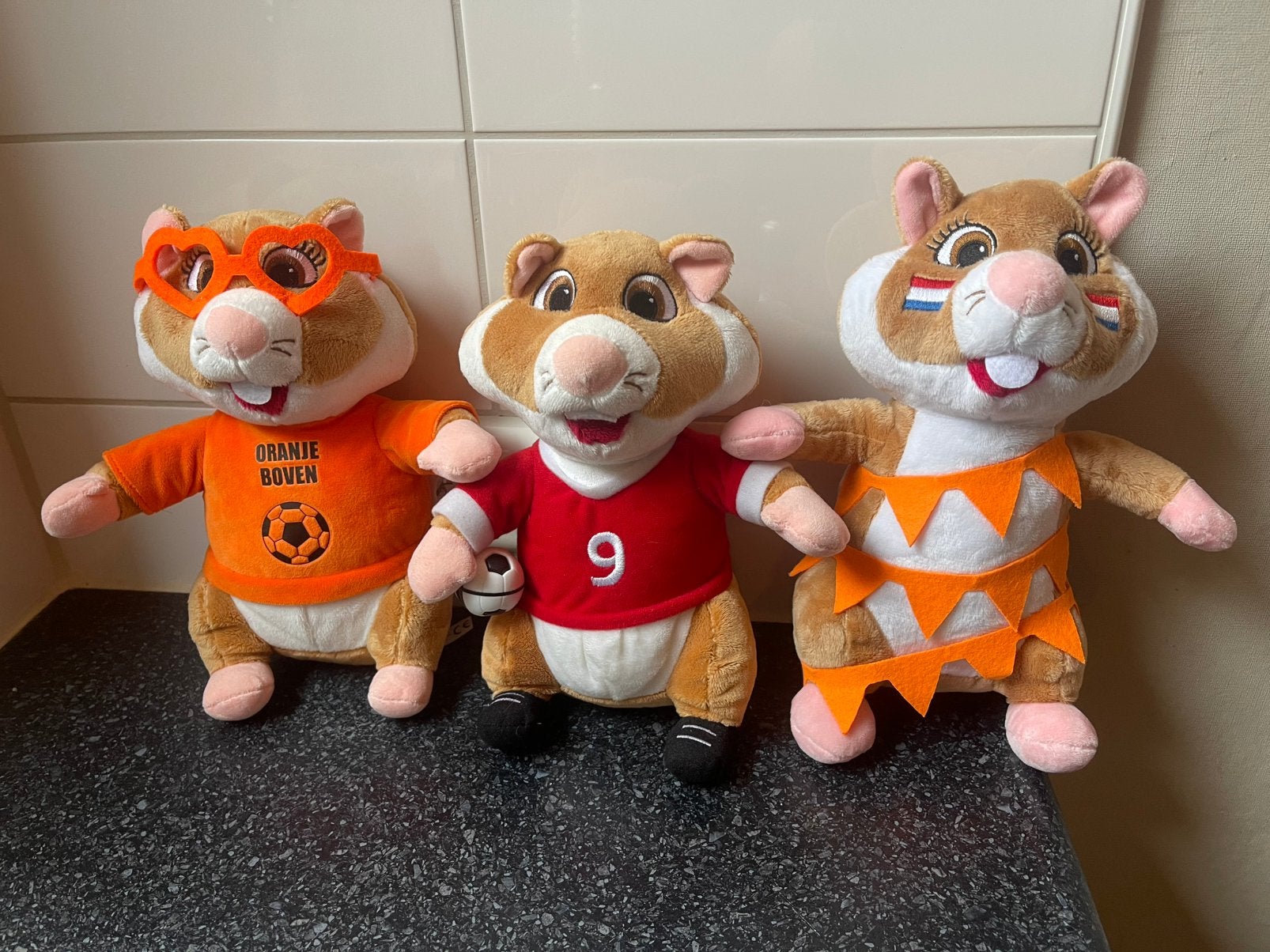 3 Oranje Hamsters - Voetbalfans, Oranje, Overige merken, Overige karakters, Hamster