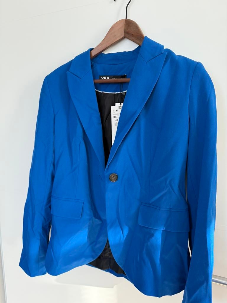 Kobaltblauw blazer NIEUW Zara, Ophalen of Verzenden, Nieuw, Maat 36 (S), Blauw