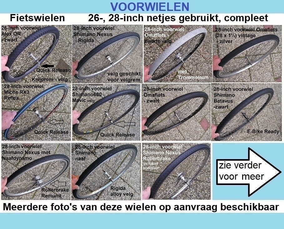 Fiets voorwielen 26- en 28-inch gebruikt, compleet met band, Fietsen en Brommers, Fietsonderdelen, Ophalen, Gebruikt, Band, Overige merken