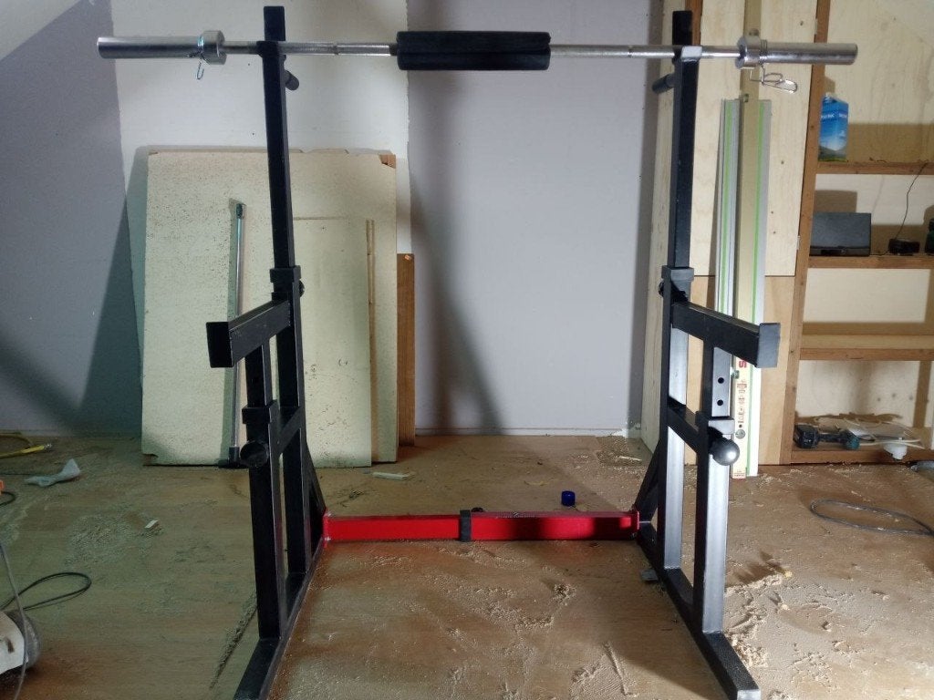 Squat rek met barbell en schijven met standaard, Ophalen, Gebruikt, Benen, Halterset
