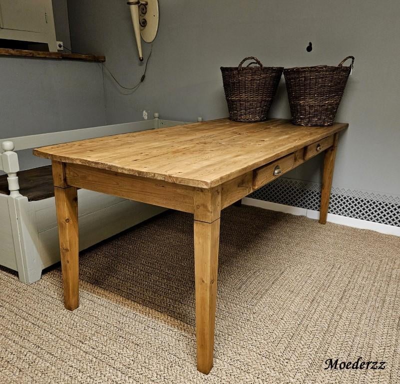 Oude grenen eettafel, Huis en Inrichting, Tafels | Eettafels, Ophalen, Gebruikt, 200 cm of meer, 50 tot 100 cm