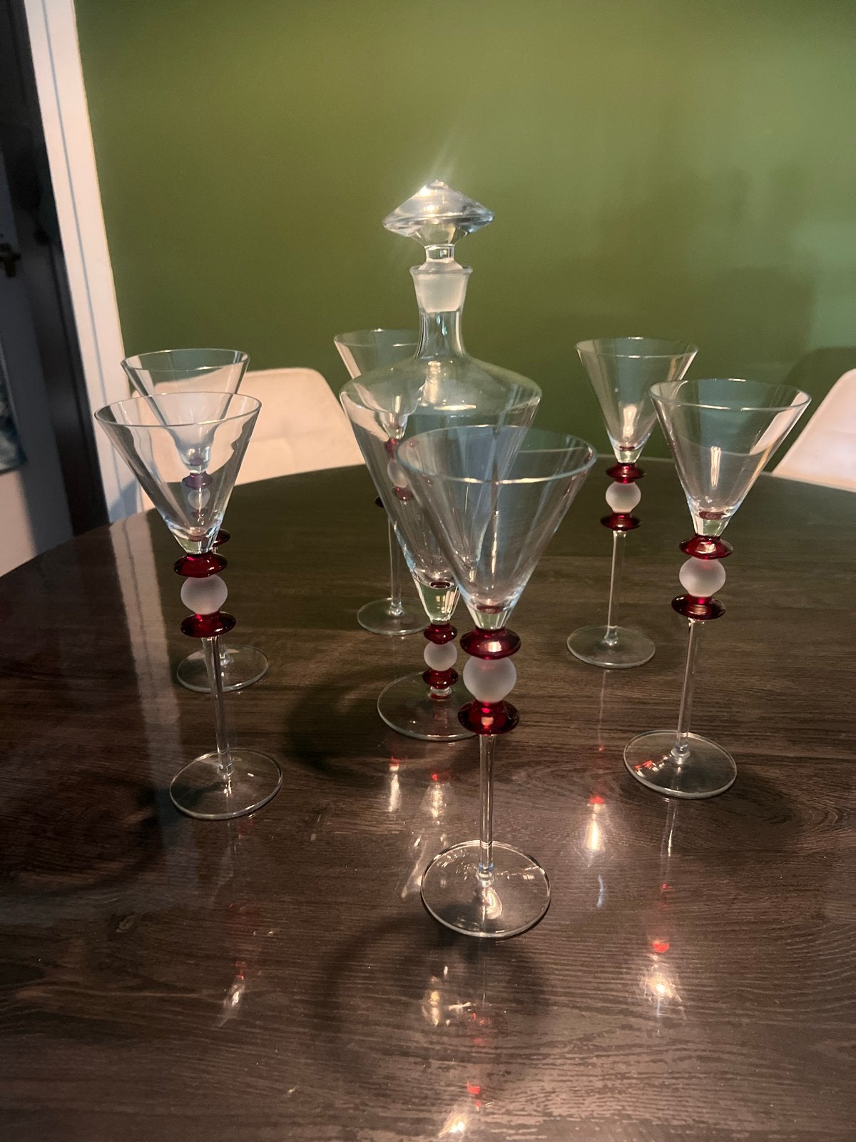 Vintage cocktailset met karaf en 6 glazen, Ophalen