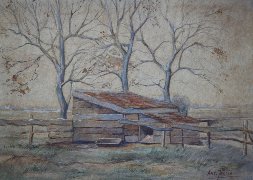 Anton Jakma  kunstenaar van het Veluws Landschap, aquarel., Antiek en Kunst, Ophalen of Verzenden, Landschap, Papier, Klassiek