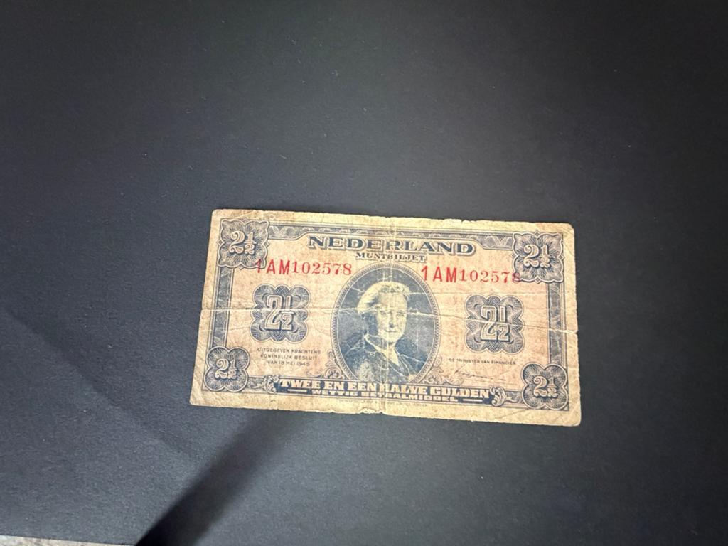 Bankbiljet 2,5 gulden 1945, Ophalen of Verzenden