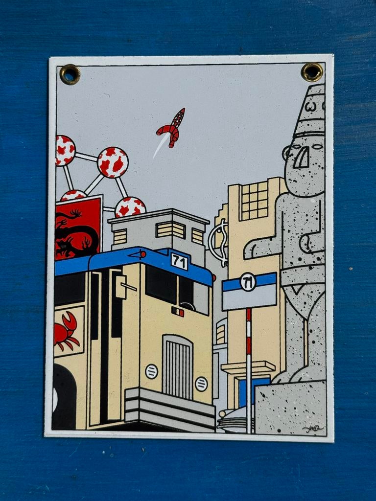 Emaille plaat Brussel - Jean-Manuel Duvivier (1987), Verzamelen, Reclamebord, Gebruikt, ., Ophalen of Verzenden