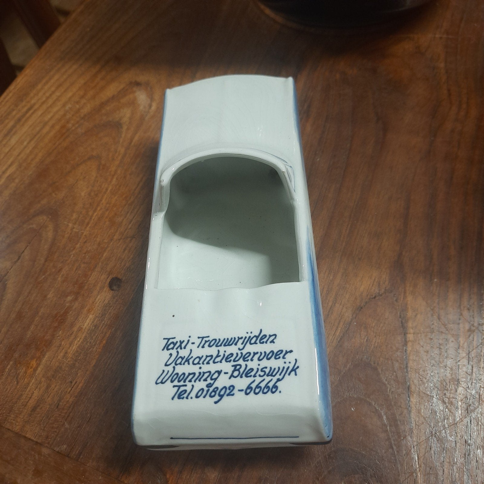 Vintage keramische auto met reclame - Taxi Wooning Bleiswijk, Verzamelen, Merken en Reclamevoorwerpen, Ophalen of Verzenden, Gebruikt