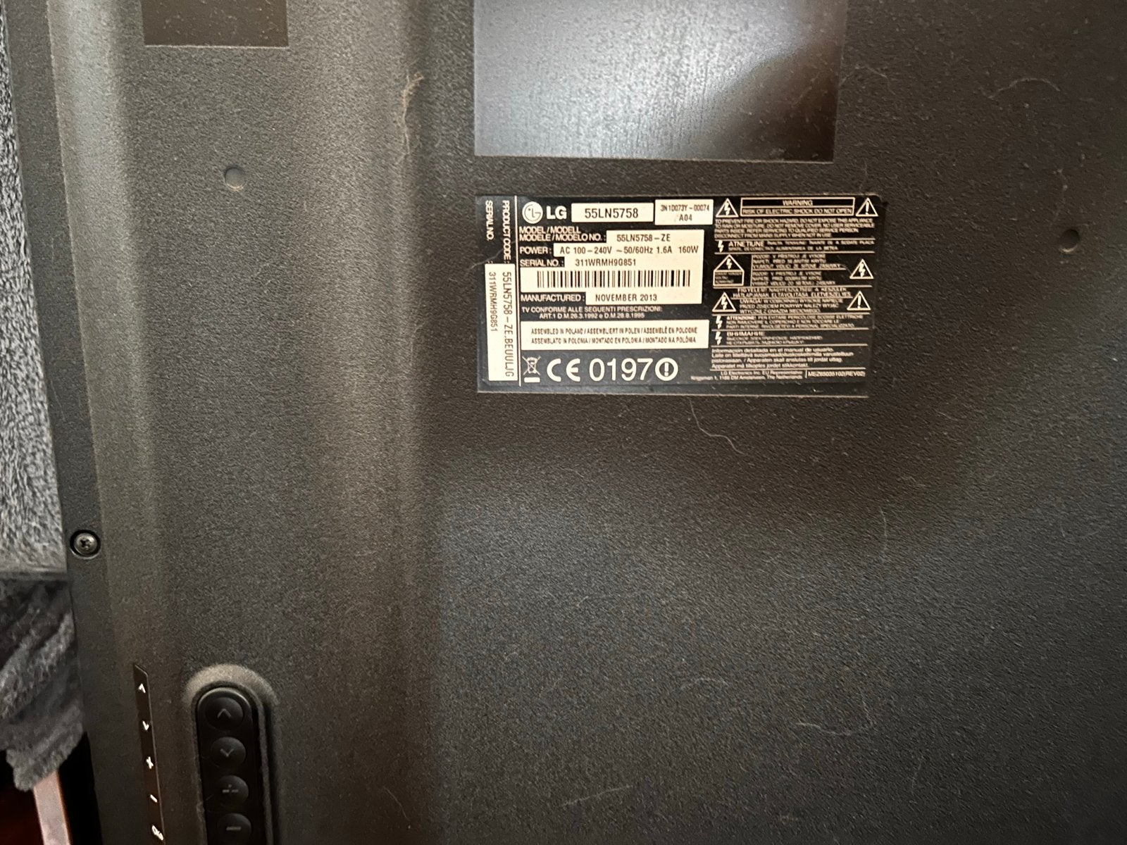 LG TV 55LN5758 - Backlight defect, Ophalen, LED, 50 Hz, Full HD (1080p)