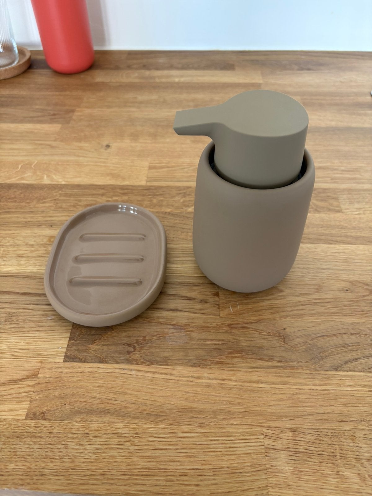 Blomus Sono zeepdispenser en zeepbakje, Ophalen of Verzenden, Zo goed als nieuw