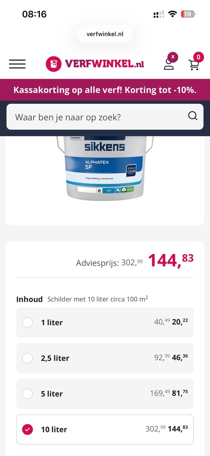 Sikkens Alphatex SF Muurverf 9010 - 10 Liter, Ophalen, Nieuw, Overige typen