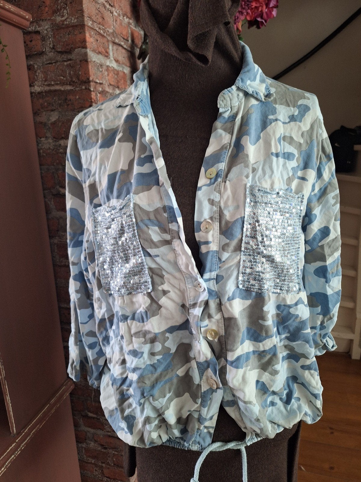 Blouse camouflage blauw maat m, Ophalen of Verzenden, Zo goed als nieuw, Maat 38/40 (M), Blauw