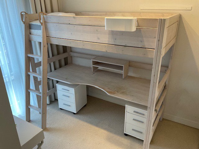 LifeTime hoogslaper met matras en buro, Kinderen en Baby's, Kinderkamer | Stapelbedden en Hoogslapers, Gebruikt, Hoogslaper, Ophalen