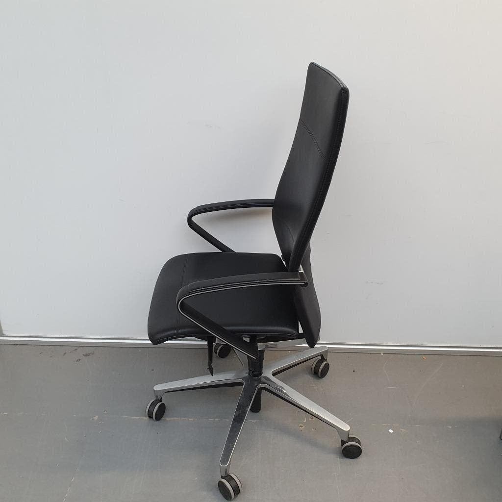 Klöber Ciello EXCLUSIEVE DESIGN  bureaustoel - zwart leder, Ophalen, Gebruikt, Zwart