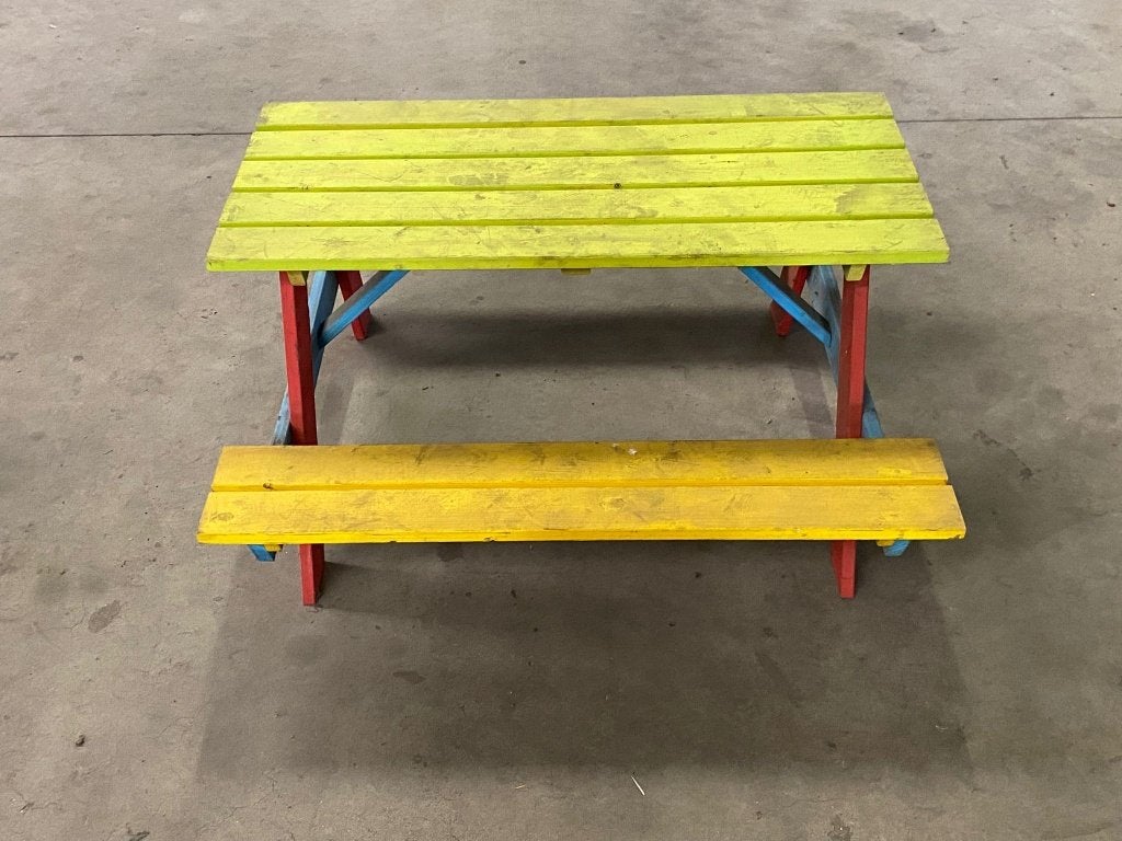 2x Kinder picknick tafel geverfd 100 x 98 x 52 cm €70,00!, Tuin en Terras, Ophalen, Nieuw, Rechthoekig, Hout