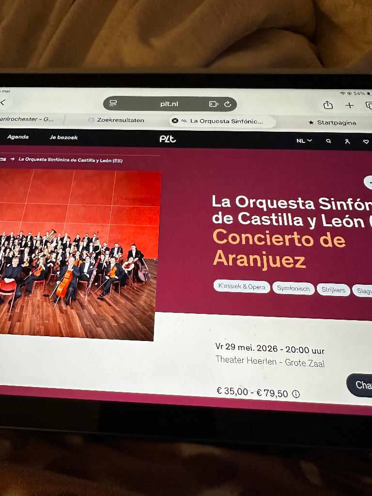 Theater kaartjes concerto de Arajuez 29 mei Heerlen, Tickets en Kaartjes, Twee personen, Mei